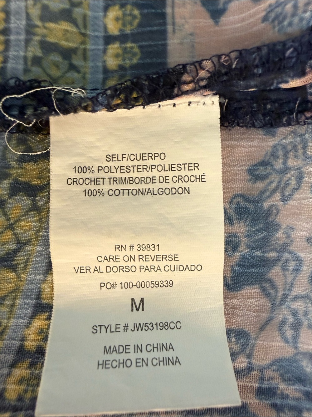 Jolt boho floral crochet-trim kimono, size Medium - Picture 9 of 16